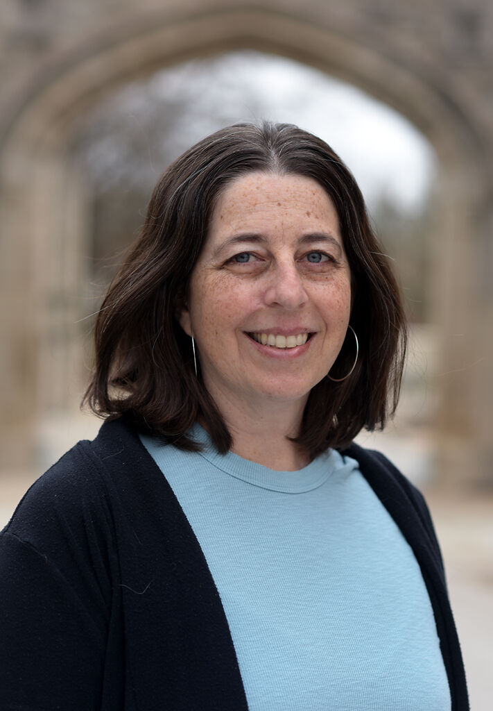 Jeanne Snodgrass stands outside Waters Hall